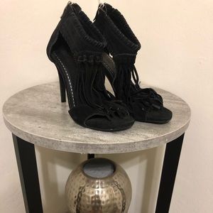 Chinese Laundry black high heels with fringe